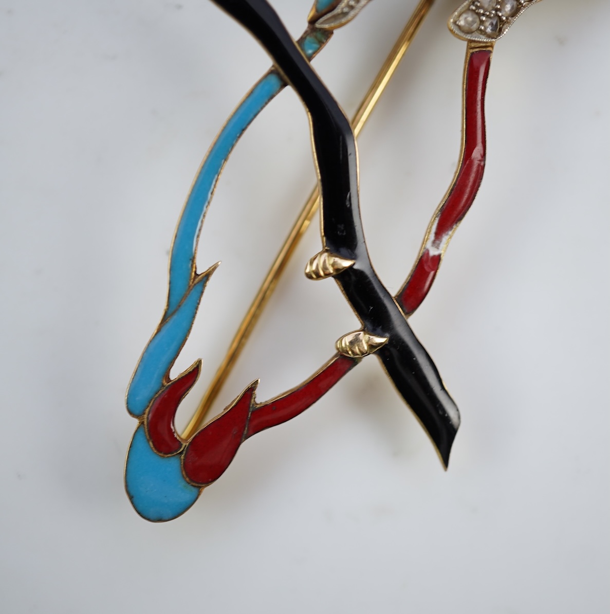 Josef Siess Sohne, a rare enamel and diamond brooch, Austria, circa 1910